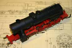 Liliput BR52 components temporarily fitted to Roco BR50 chassis